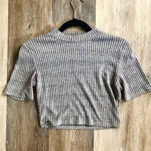 Forever 21 Turtle Neck Short Sleeve Cropped Top
